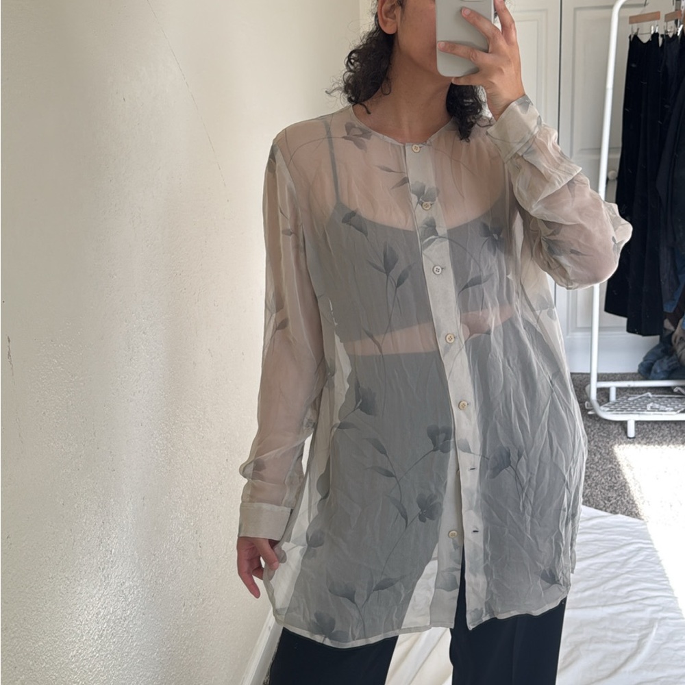 Vintage silk sheer floral blouse